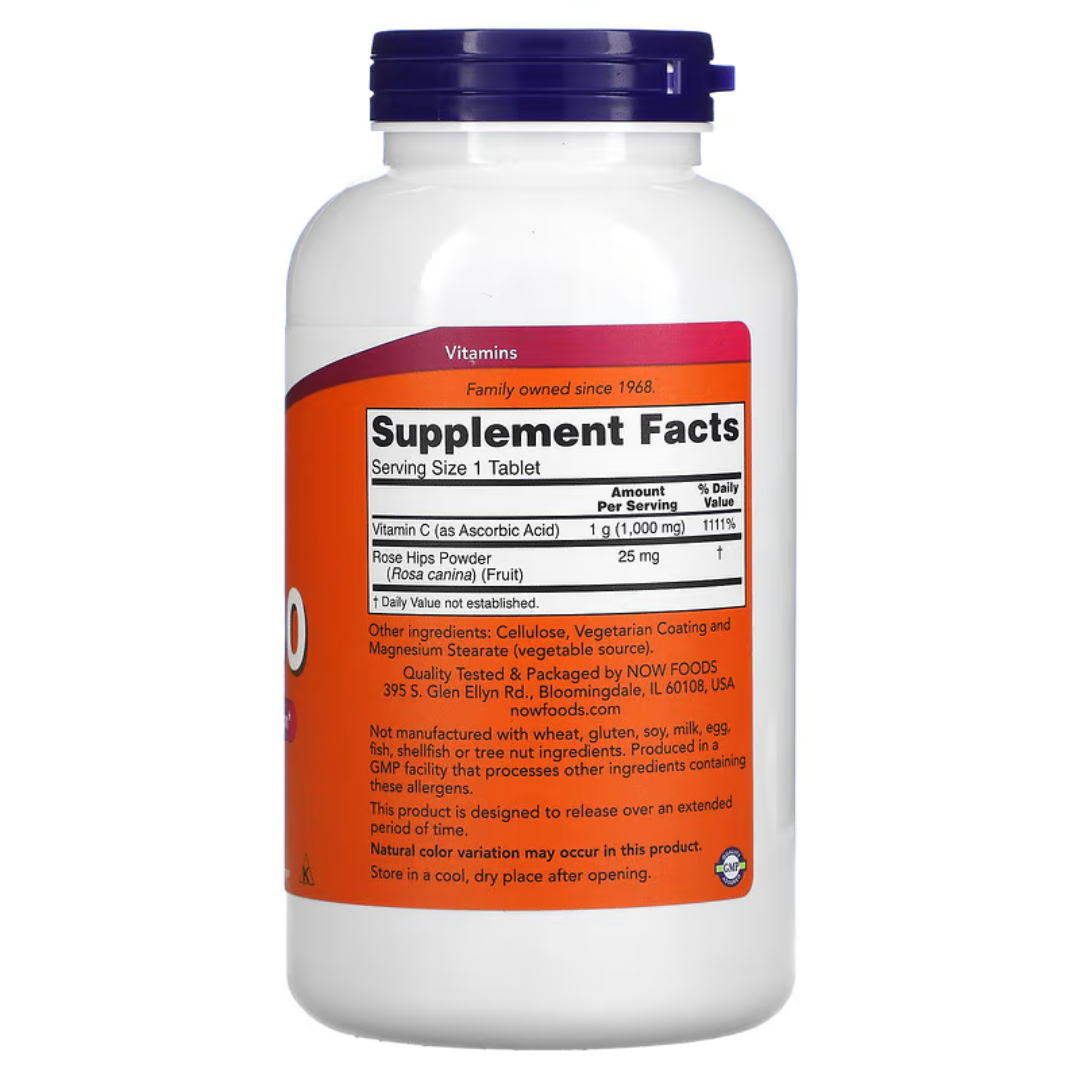 Now Foods C-1000 C-500 Calcium Ascorbate-C Ascorbic Acid Vitamin C Buffered Rose Hips 250 / 100 Tablets 250 Capsules