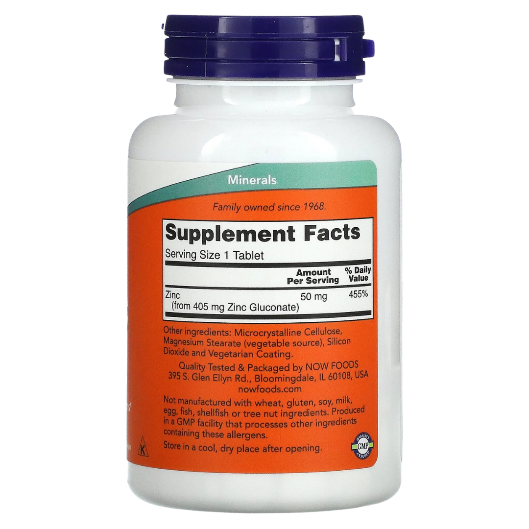 Now Foods Zinc Glycinate Zinc Picolinate 50 mg 250 Tablets / 120 Veg Capsules / Softgels
