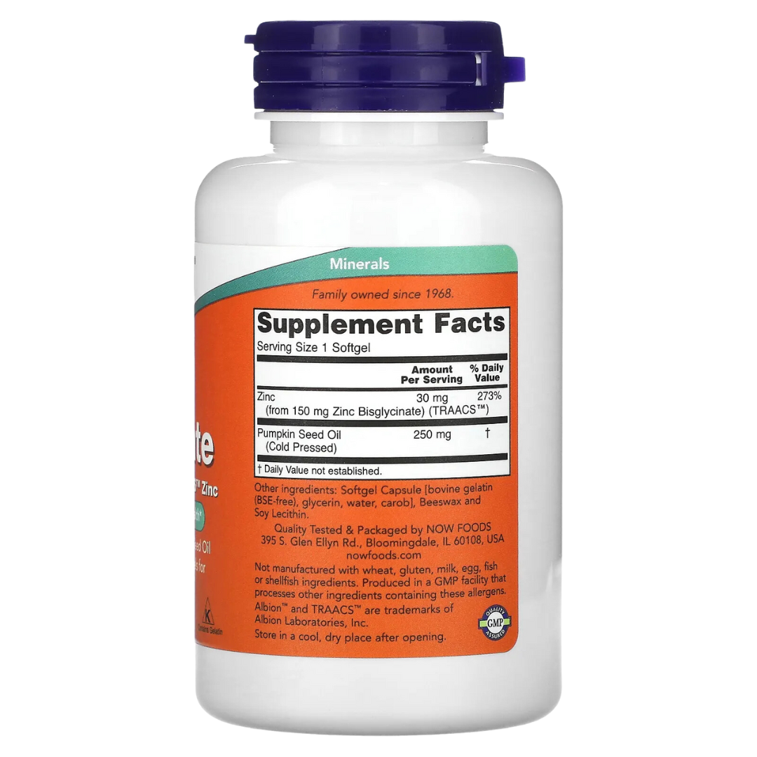 Now Foods Zinc Glycinate Zinc Picolinate 50 mg 250 Tablets / 120 Veg Capsules / Softgels