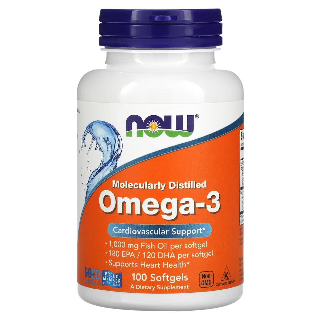 NOW Omega-3 Fish Oil 1000–2000mg | EPA / DHA | 30–500 sg - Heart & Brain Support - Enteric Coated