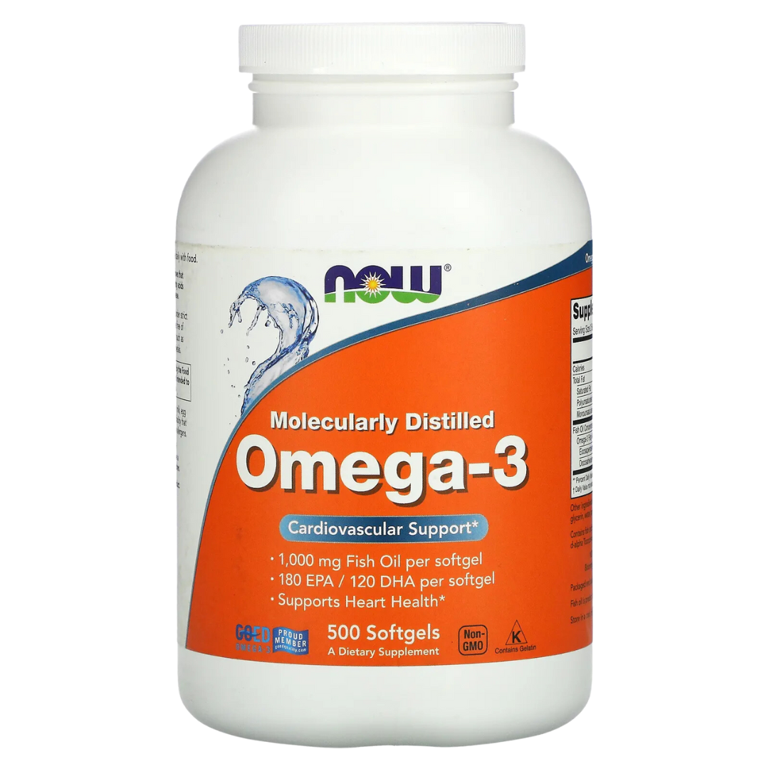 NOW Omega-3 Fish Oil 1000–2000mg | EPA / DHA | 30–500 sg - Heart & Brain Support - Enteric Coated