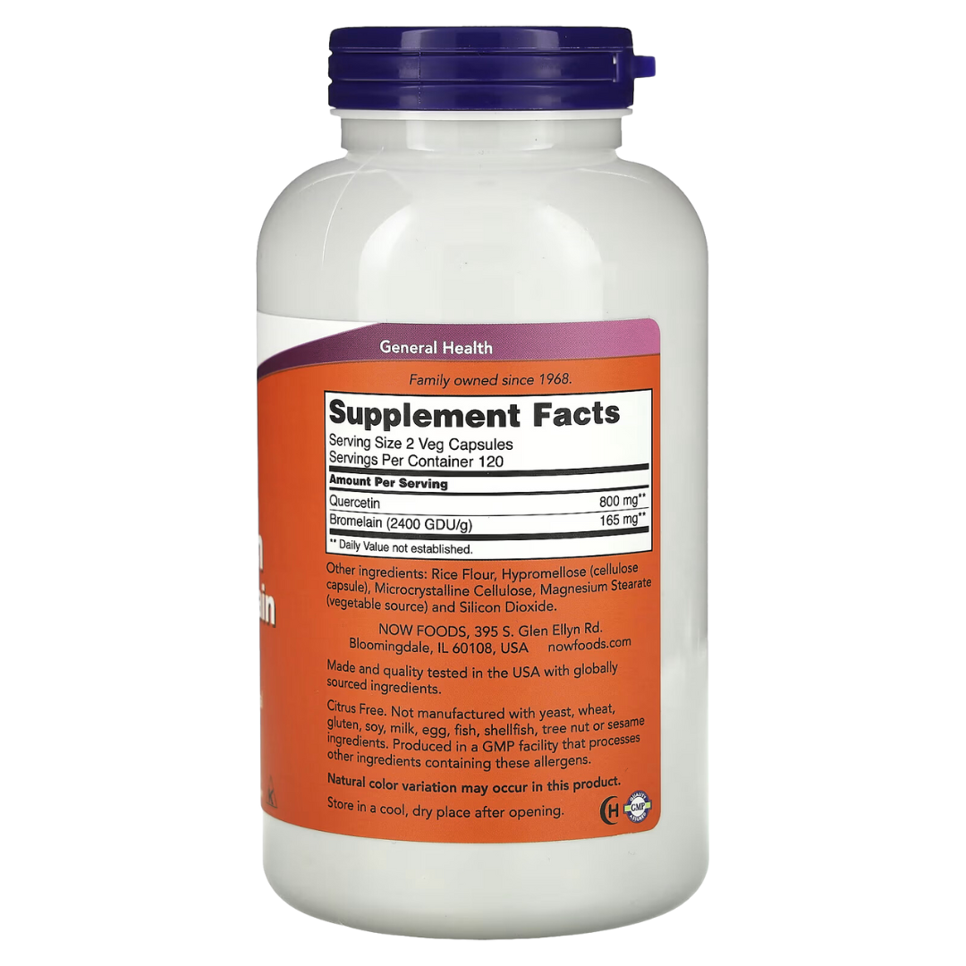 Now Foods Quercetin with Bromelain / Quercetin  60/100/120/240 Veg Capsules