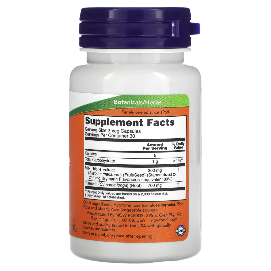 Now Foods Double Strength Silymarin Milk Thistle 300 mg 200 / 100Veg Capsules / Milk Thistle Extract with Turmeric 150 mg 60 Veg Capsules