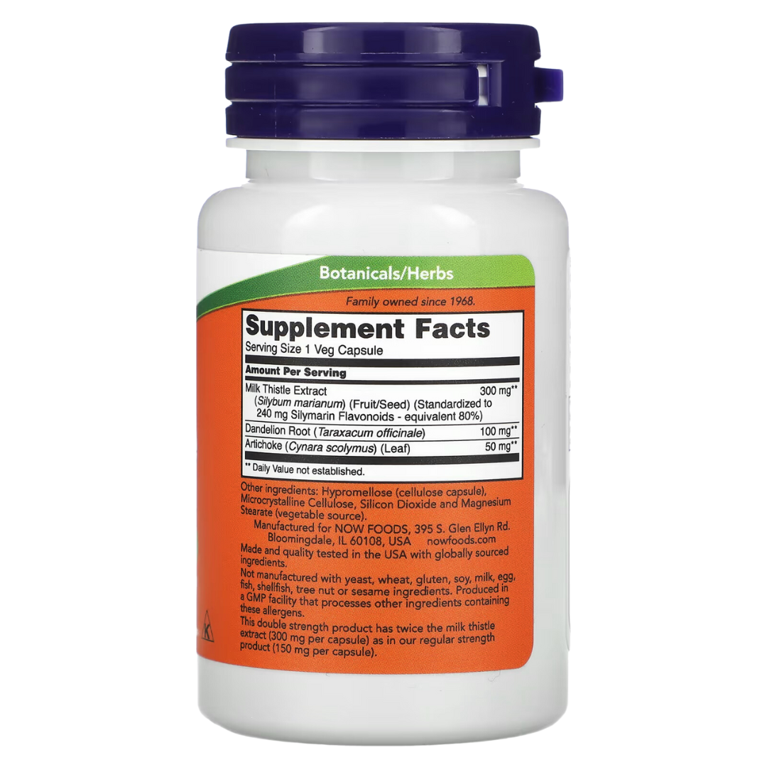 Now Foods Double Strength Silymarin Milk Thistle 300 mg 200 / 100Veg Capsules / Milk Thistle Extract with Turmeric 150 mg 60 Veg Capsules