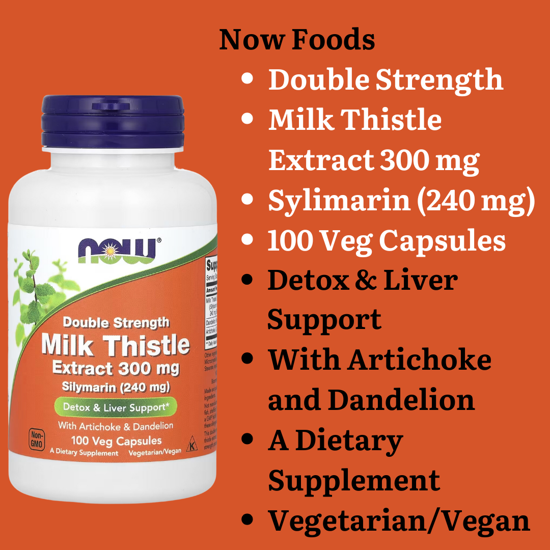 Now Foods Double Strength Silymarin Milk Thistle 300 mg 200 / 100Veg Capsules / Milk Thistle Extract with Turmeric 150 mg 60 Veg Capsules