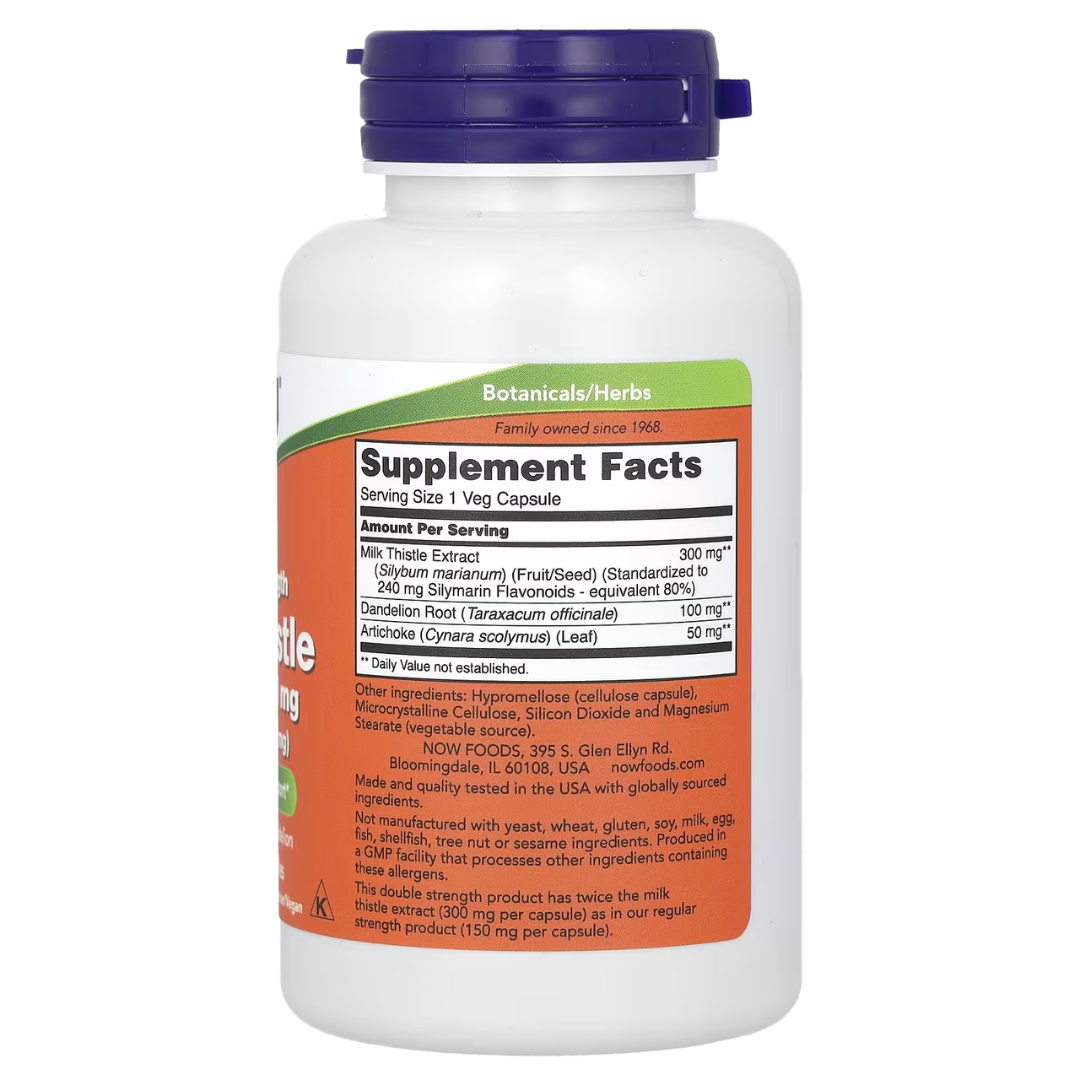 Now Foods Double Strength Silymarin Milk Thistle 300 mg 200 / 100Veg Capsules / Milk Thistle Extract with Turmeric 150 mg 60 Veg Capsules