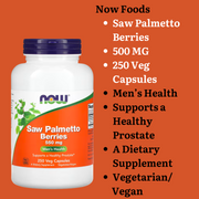 NOW Foods Saw Palmetto Extract / Clinical Strength Prostate Men's Health 550 mg 320 mg 90/250 Veggie Softgels / Prostate Support 90 Softgels