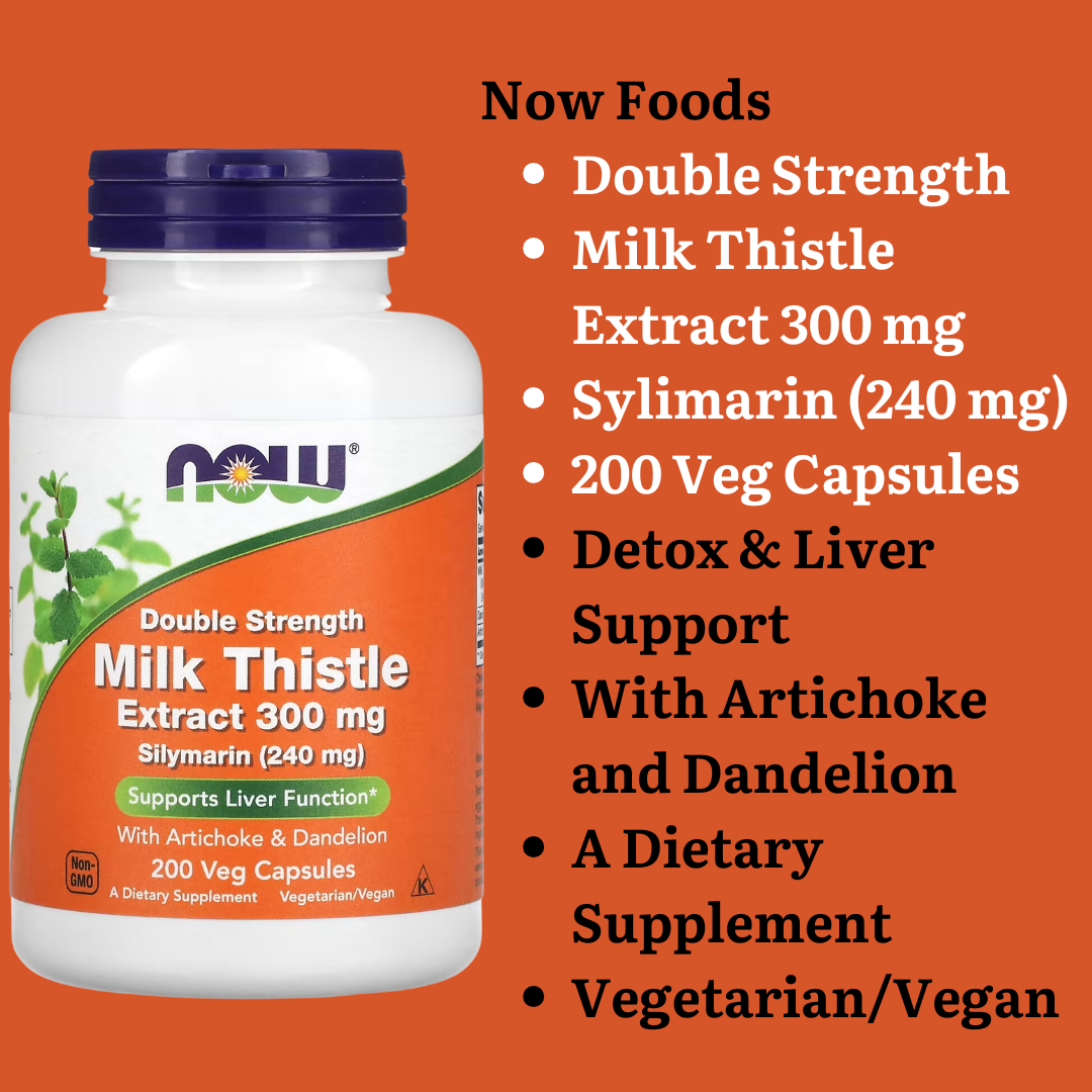 Now Foods Double Strength Silymarin Milk Thistle 300 mg 200 / 100Veg Capsules / Milk Thistle Extract with Turmeric 150 mg 60 Veg Capsules