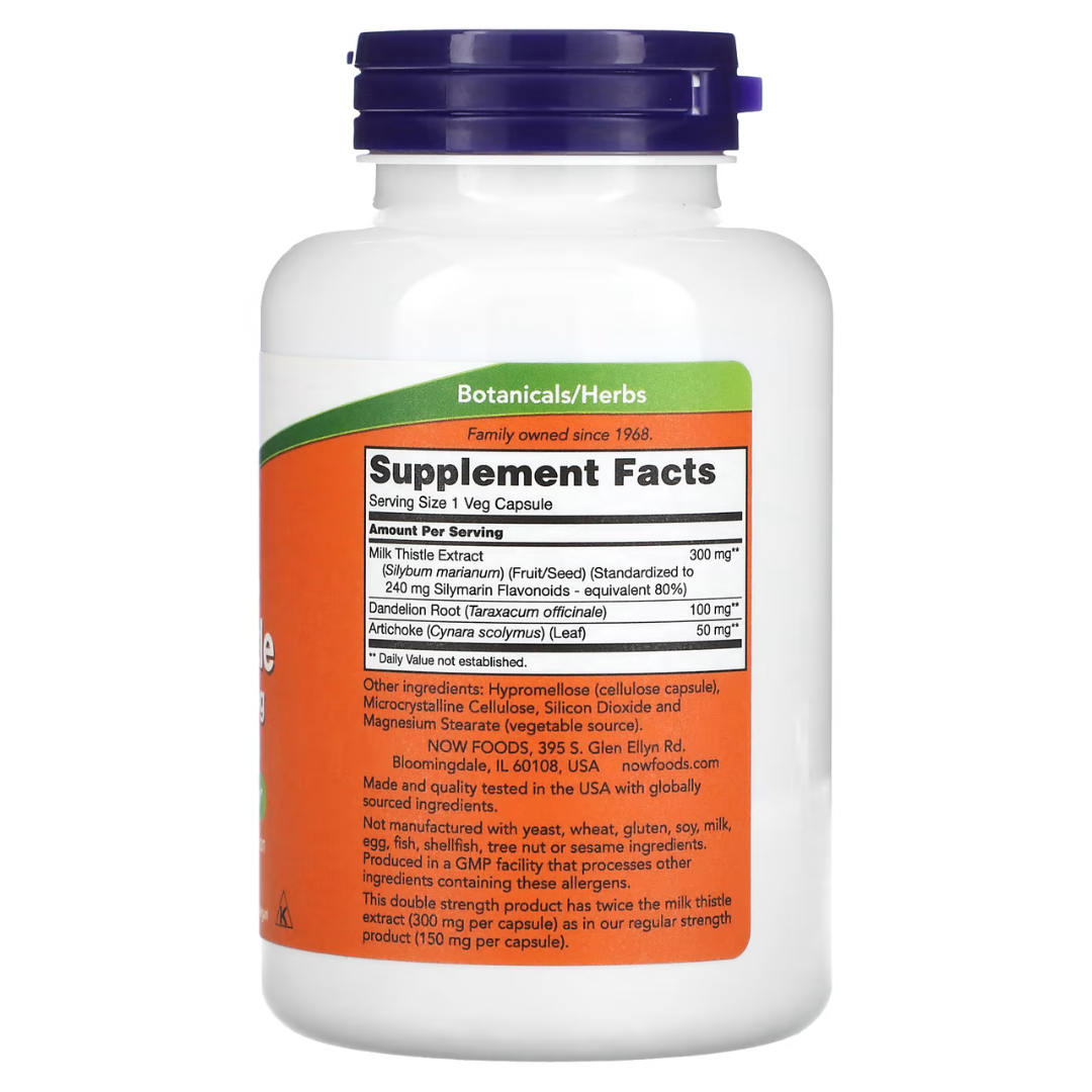 Now Foods Double Strength Silymarin Milk Thistle 300 mg 200 / 100Veg Capsules / Milk Thistle Extract with Turmeric 150 mg 60 Veg Capsules
