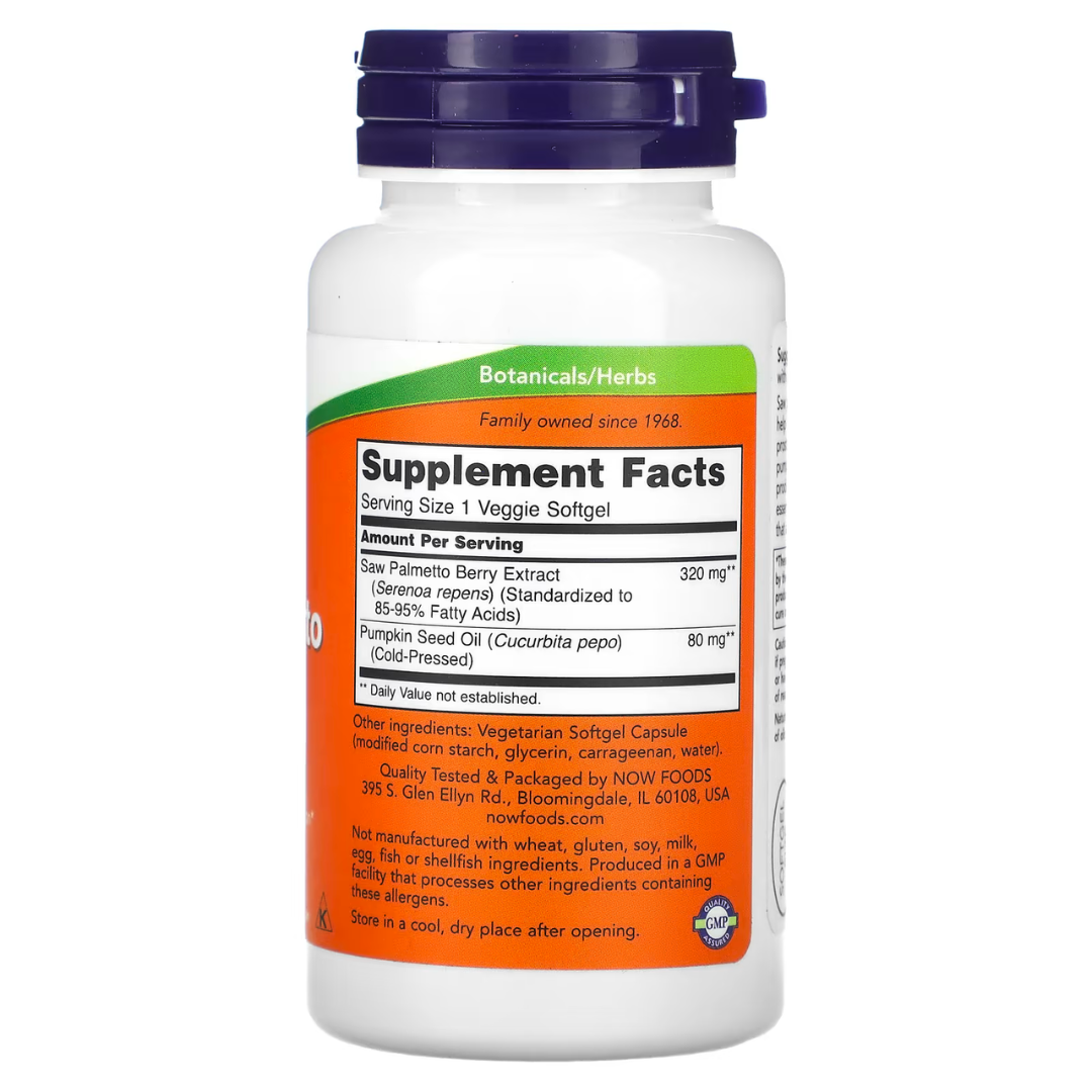 NOW Foods Saw Palmetto Extract / Clinical Strength Prostate Men's Health 550 mg 320 mg 90/250 Veggie Softgels / Prostate Support 90 Softgels