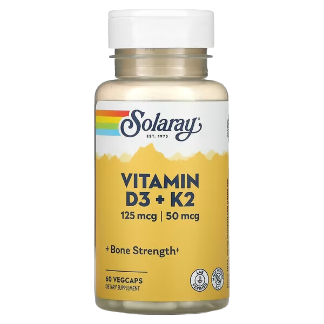 Solaray Vitamin D3 + K2 120 / 60 Veg Caps