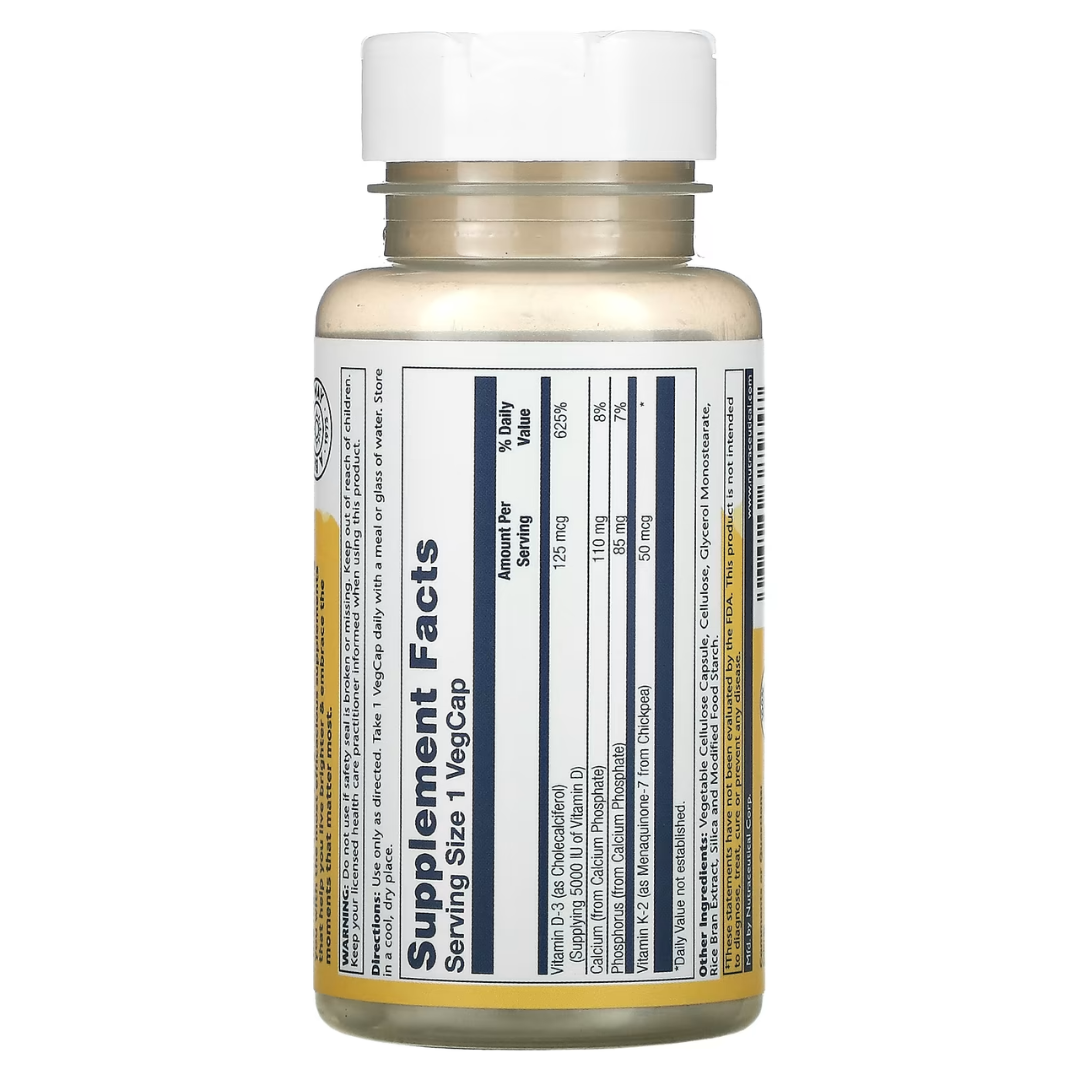 Solaray Vitamin D3 + K2 120 / 60 Veg Caps