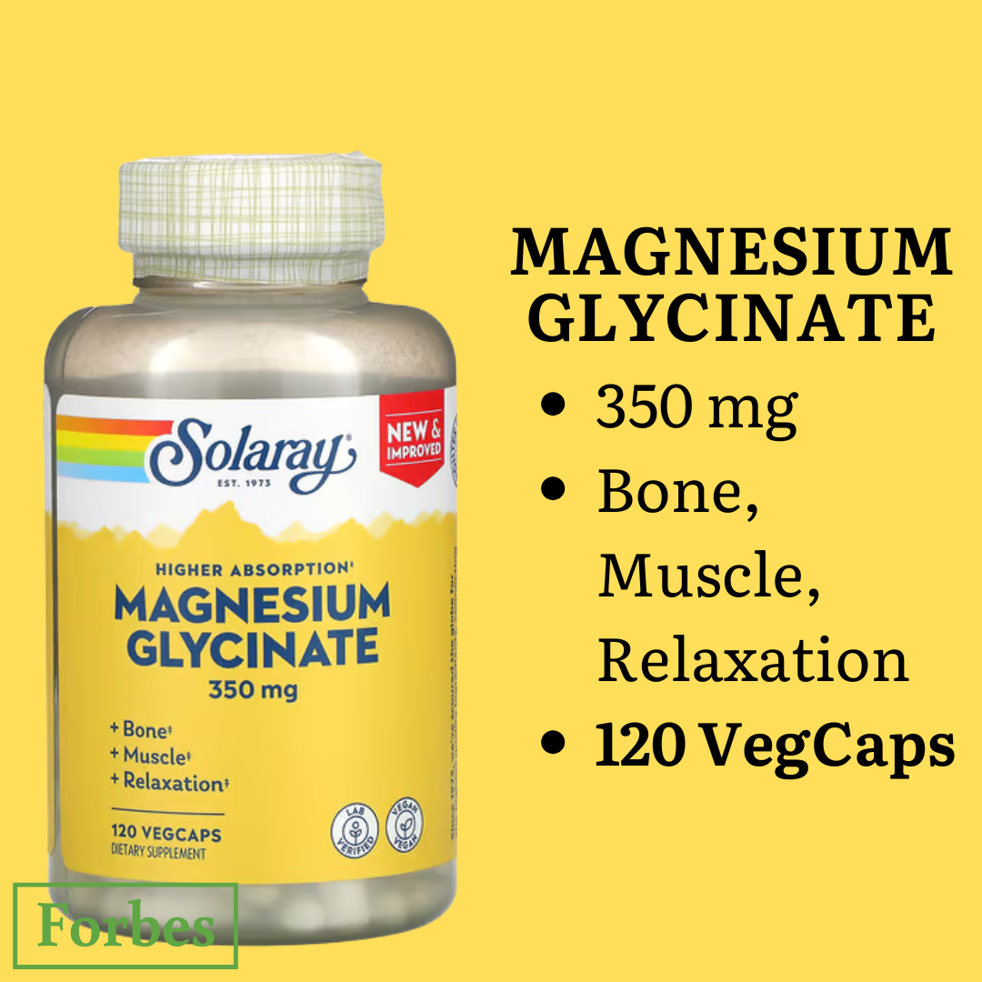 Solaray High Absorption Magnesium Glycinate 350 mg 120 & 240 VegCaps for Muscle Nerve Bone Support
