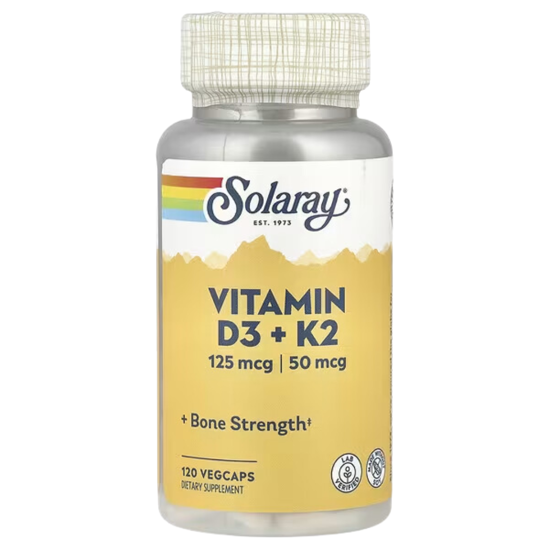 Solaray Vitamin D3 + K2 120 / 60 Veg Caps