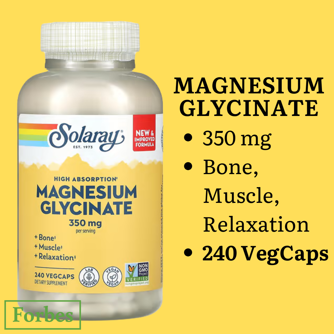 Solaray High Absorption Magnesium Glycinate 350 mg 120 & 240 VegCaps for Muscle Nerve Bone Support
