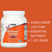 NOW Foods Sunflower Lecithin Pure Powder 1 lb 454 g / 1200 mg 200 Softgels