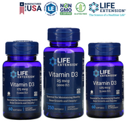 Life Extension Vitamin D3 USA Variant 1000 2000 5000 7000 IU Softgels Liquid Supplement