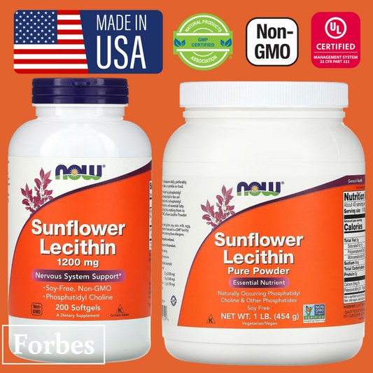 NOW Foods Sunflower Lecithin Pure Powder 1 lb 454 g / 1200 mg 200 Softgels