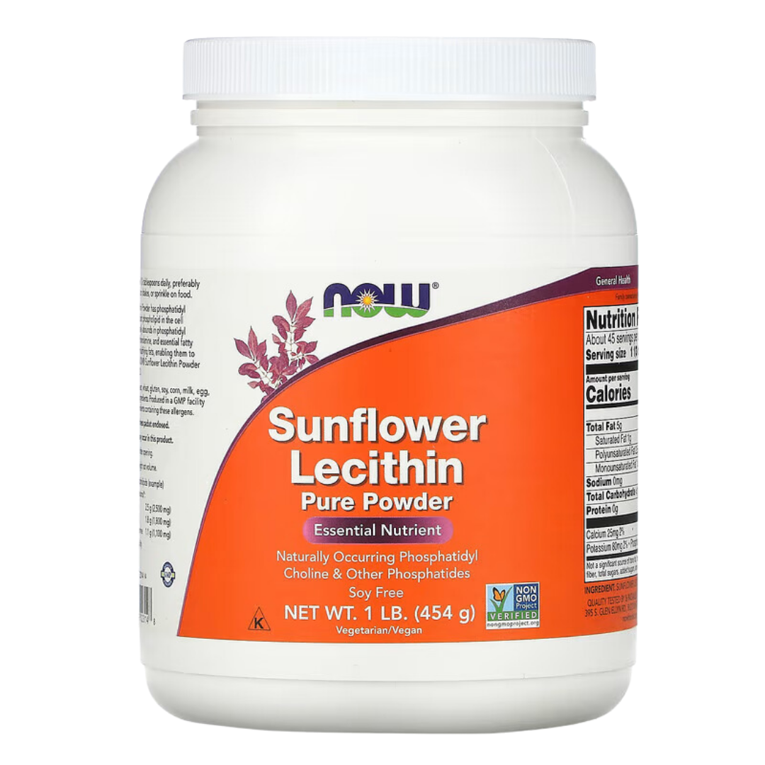 NOW Foods Sunflower Lecithin Pure Powder 1 lb 454 g / 1200 mg 200 Softgels