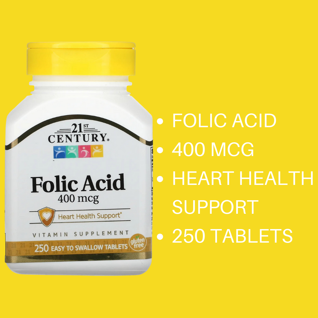 21st Century Folic Acid 400 mcg 250 Easy to Swallow Tablets