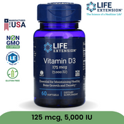 Life Extension Vitamin D3 USA Variant 1000 2000 5000 7000 IU Softgels Liquid Supplement
