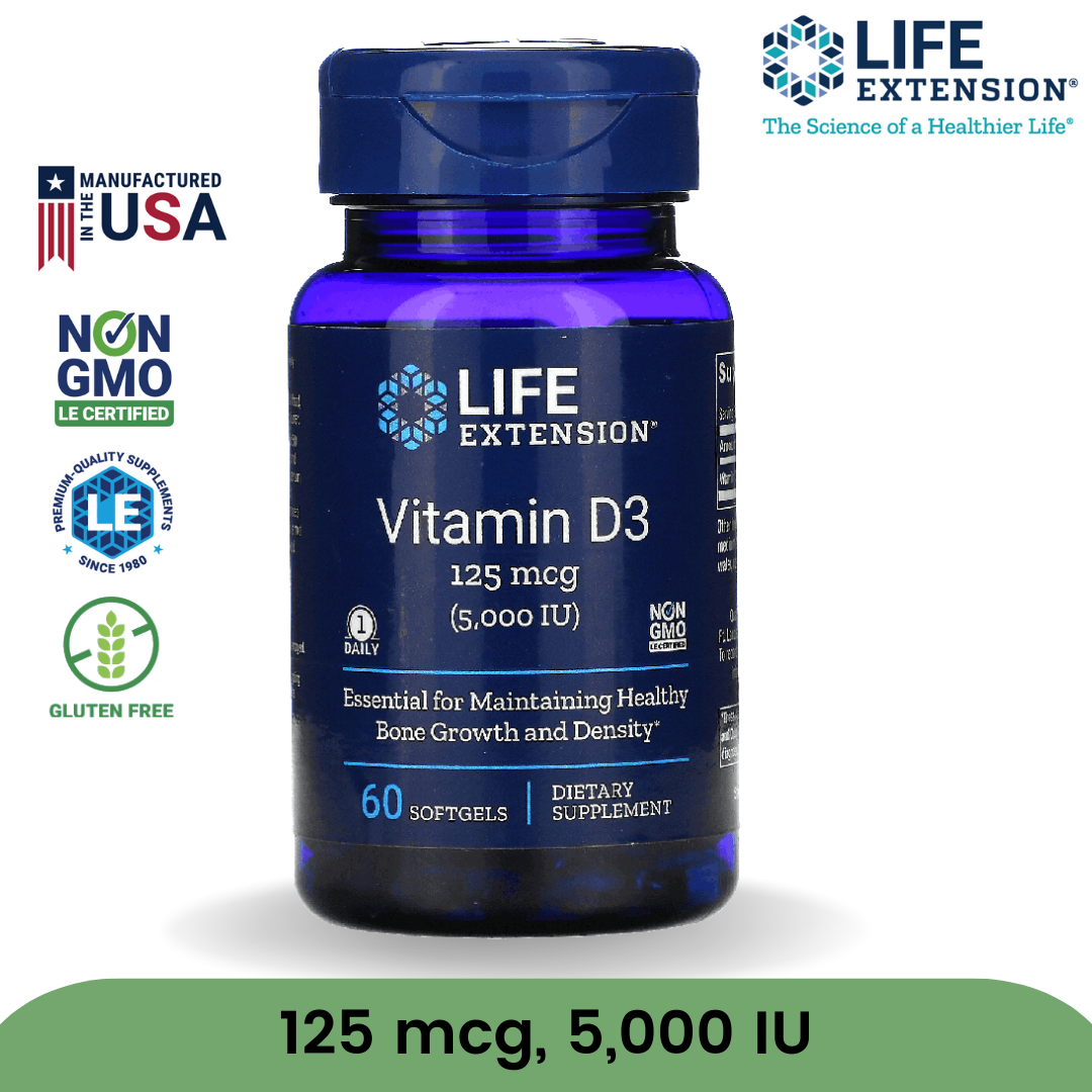 Life Extension Vitamin D3 USA Variant 1000 2000 5000 7000 IU Softgels Liquid Supplement