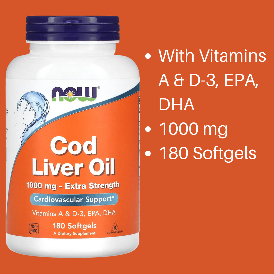 NOW Foods Cod Liver Oil 1,000 mg 90 / 180 Soft gels