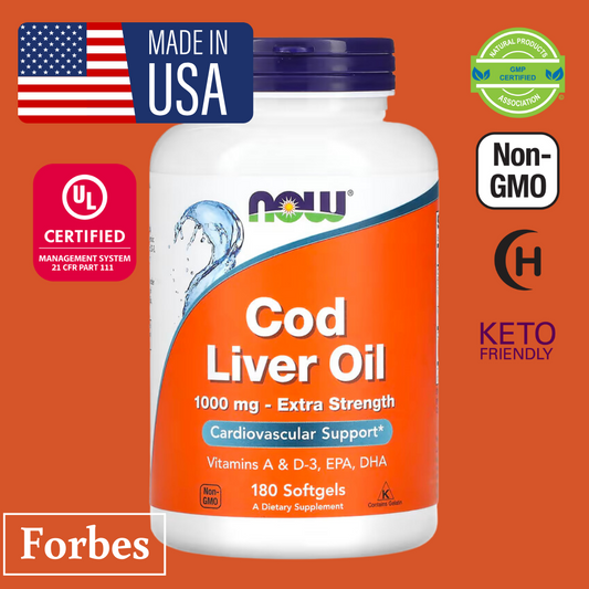 NOW Foods Cod Liver Oil 1,000 mg 90 / 180 Soft gels