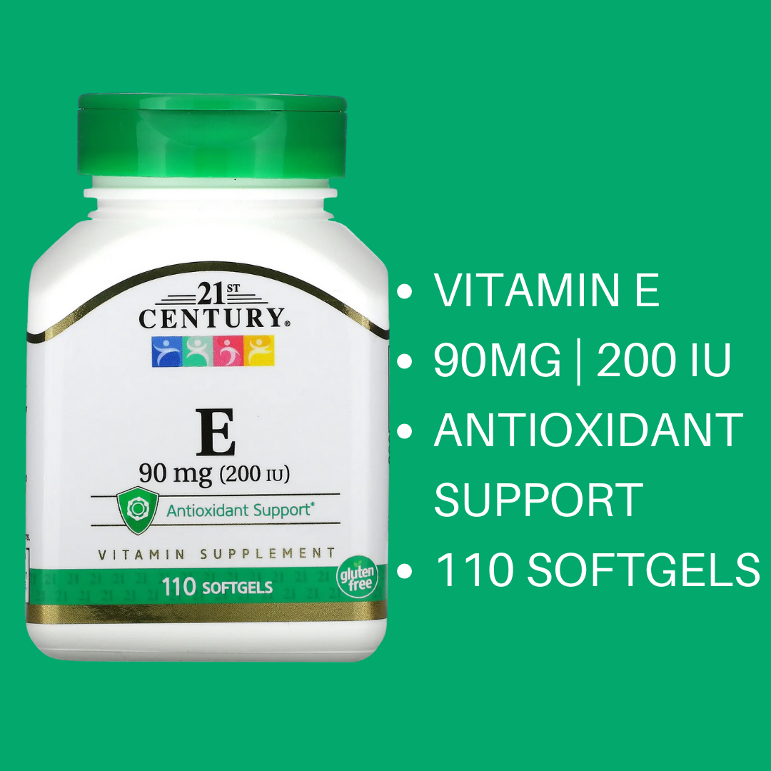 21st Century Vitamin E 400 IU 200 IU 110 Softgels for Antioxidant and Skin Health Support