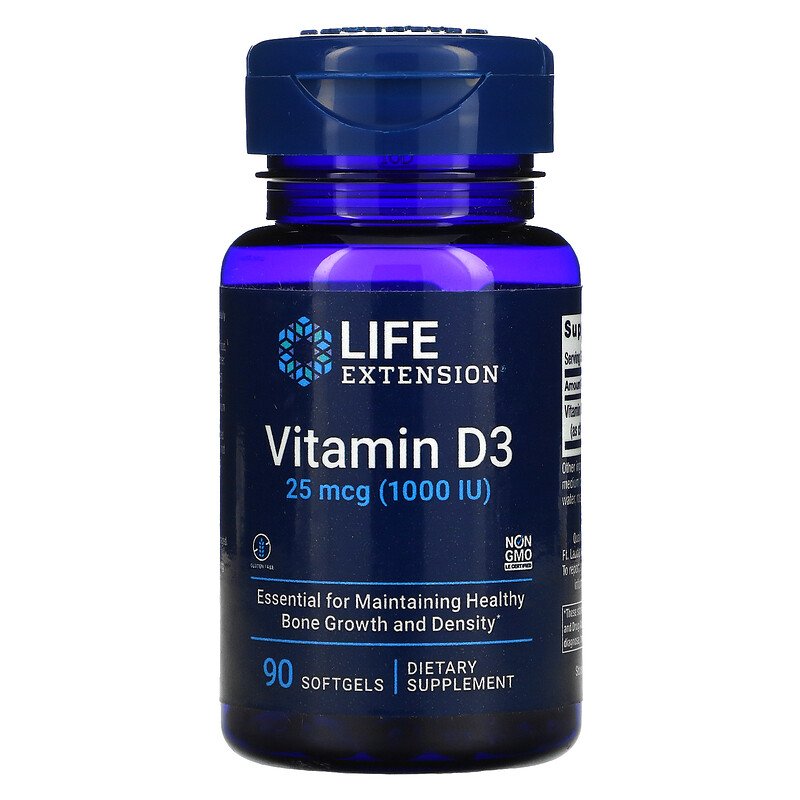 Life Extension Vitamin D3 USA Variant 1000 2000 5000 7000 IU Softgels Liquid Supplement