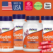 NOW Foods CoQ10 30/50/60/100/150/200 mg 30/60/100/120/180/240 Veg Capsules